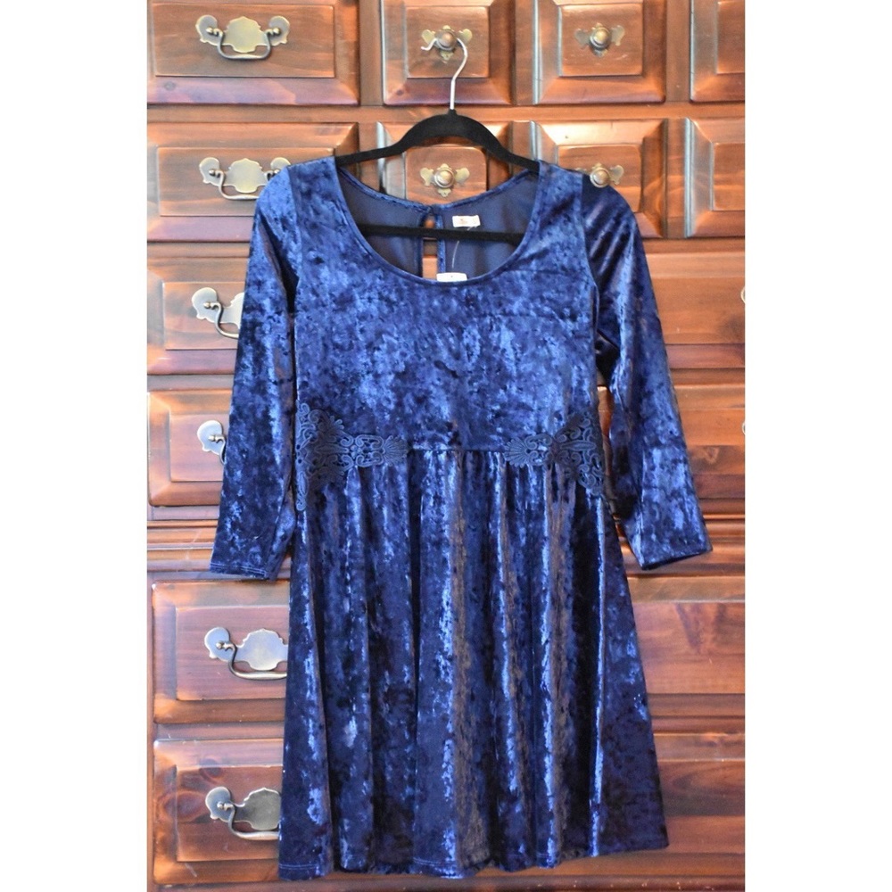 Velvet Navy Blue Dress